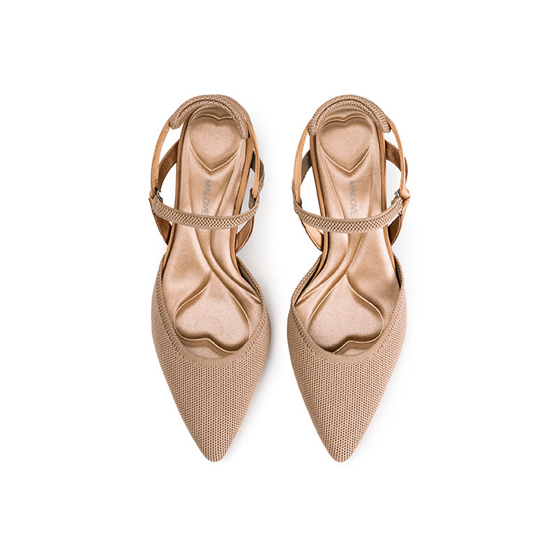 Pointed Toe Slingback Strap Kitten Heels
