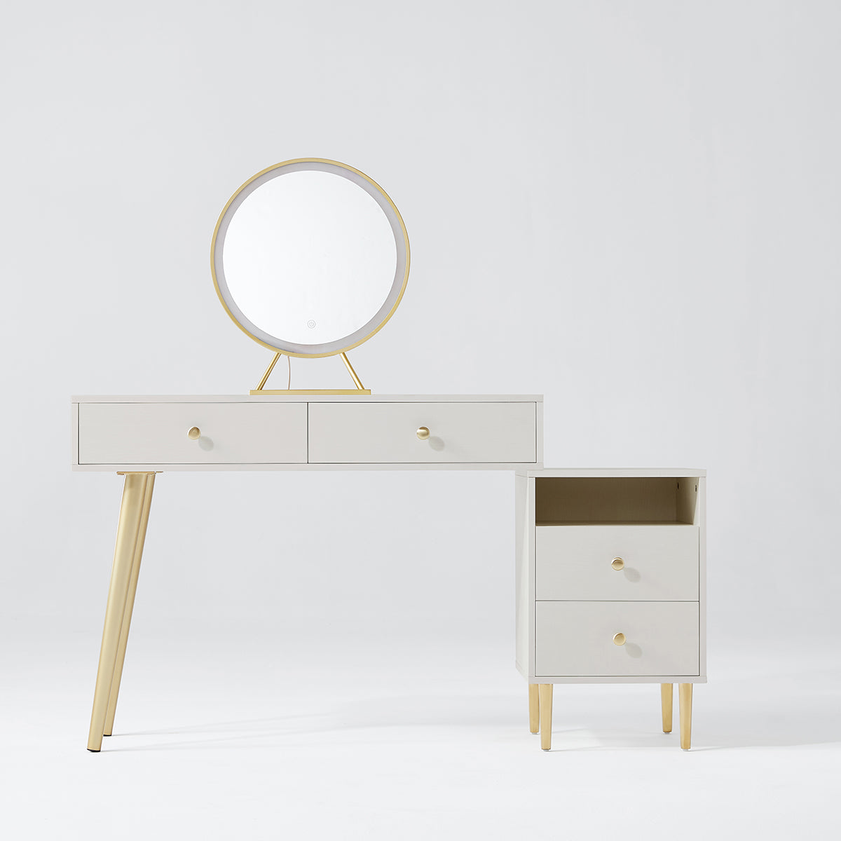 Luxury Dressing Table with Ivory Stool Set